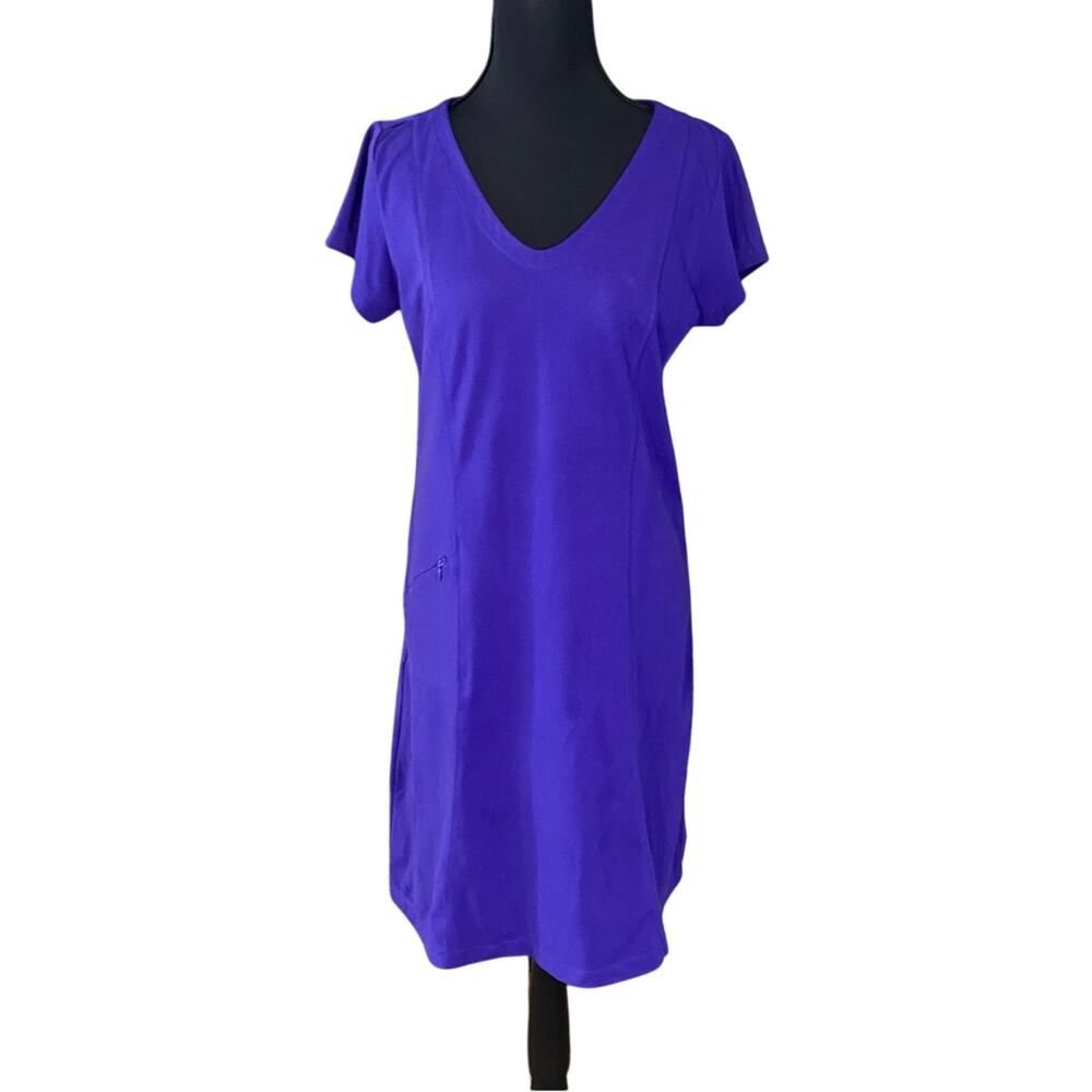 Toad&Co purple grape Tshirt dress zipper pocket small camping hiking outdoors